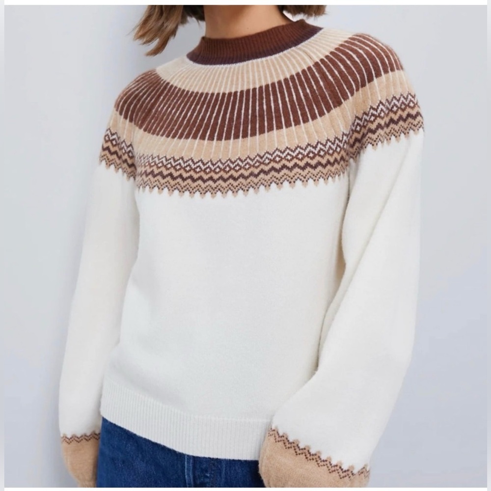 Tuckernuck Hyacinth House Fairisle Crew Neck Color Block Sweater. Size XL - Picture 2 of 15